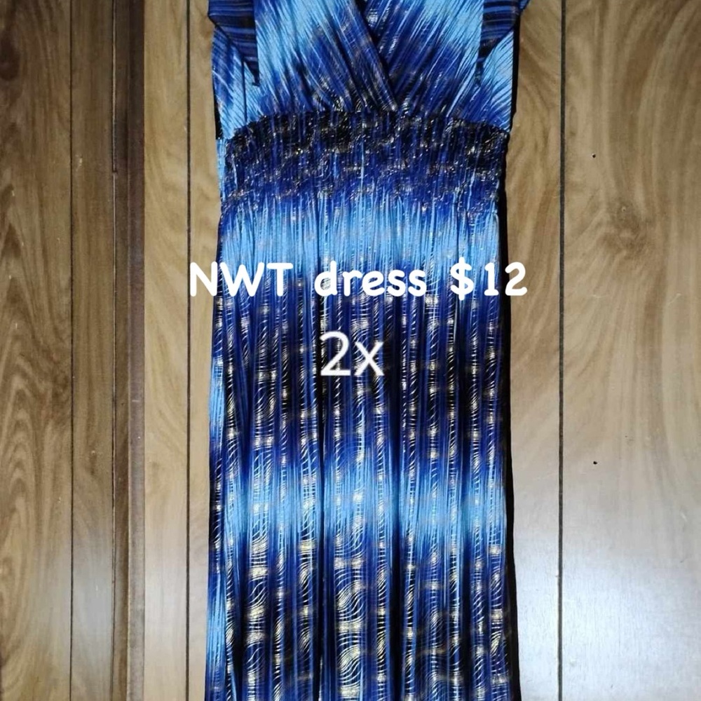 Elegant Blue and Black Women's Dress